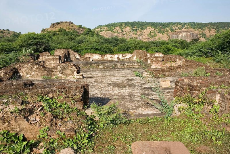UNESCO world heritage Champaner Pavagadh, excavations by M S University of Baroda between 1970-1975 brought to light 'Amir Manzil Complex', Champaner, Panchmahals district, Gujarat state, India, Asia