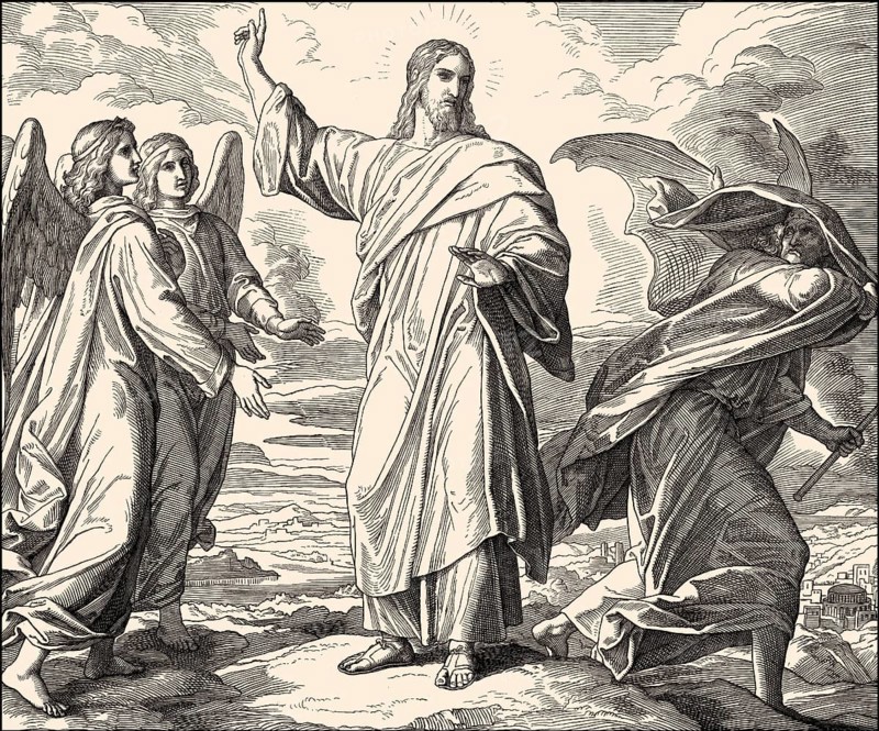 The temptation of Christ, New Testament, by Julius Schnorr von Carolsfeld, 1860