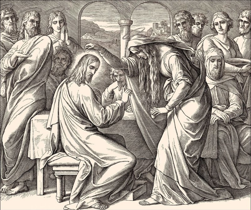 The Anointing of Jesus at Bethany, New Testament, by Julius Schnorr von Carolsfeld, 1860