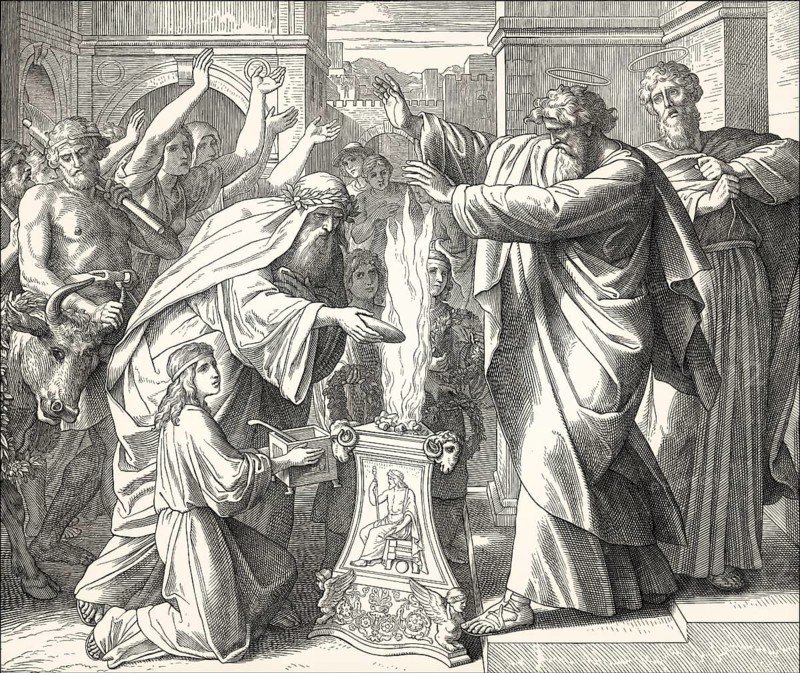 Paul and Barnabas in Lystra, New Testament, by Julius Schnorr von Carolsfeld, 1860