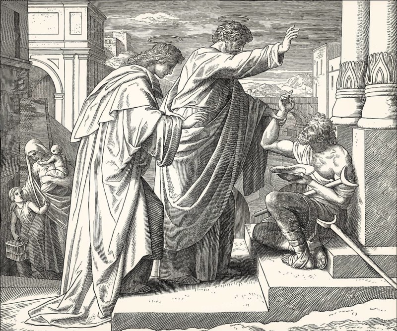 St. Peter Healing the Crippled Beggar, New Testament, by Julius Schnorr von Carolsfeld, 1860