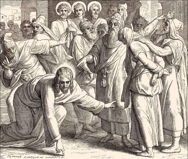 Trial of the Adulteress, New Testament, by Julius Schnorr von Carolsfeld, 1860