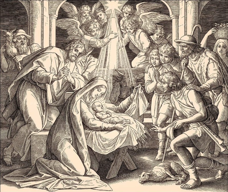 The birth of Jesus Christ, by Julius Schnorr von Carolsfeld