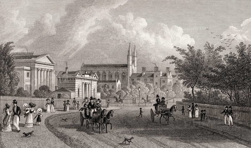 Royal Hospital Of St Katherine, Regent's Park, London, UK, illustration by Th. H. Shepherd, 1826