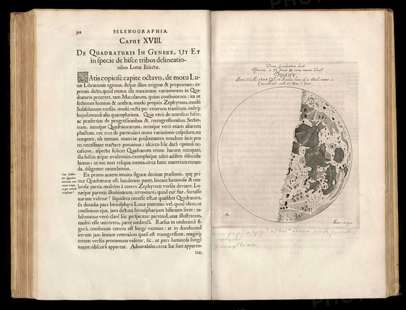Selenographia, description of the moon, book by Johannes Hevelius, 1647