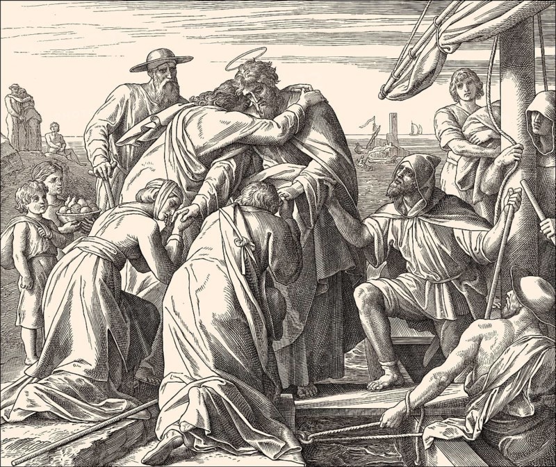 Paul Leaves Ephesus, New Testament, by Julius Schnorr von Carolsfeld, 1860