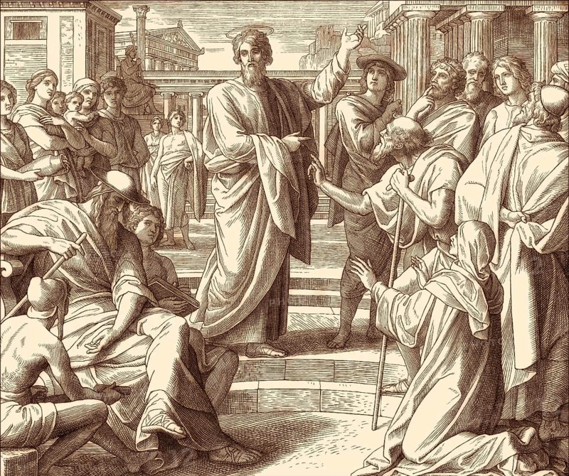 The Areopagus sermon, New Testament, by Julius Schnorr von Carolsfeld, 1860