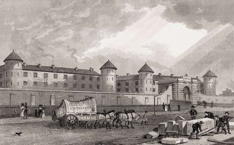 Millbank Prison, Millbank, Westminster, London, illustration by Th. H. Shepherd, 1828