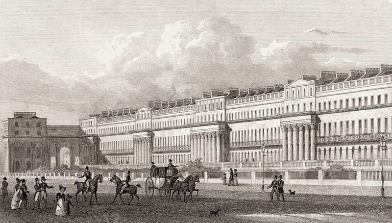 Chester Terrace, Regent's Park, London, UK, illustration by Th. H. Shepherd, 1826