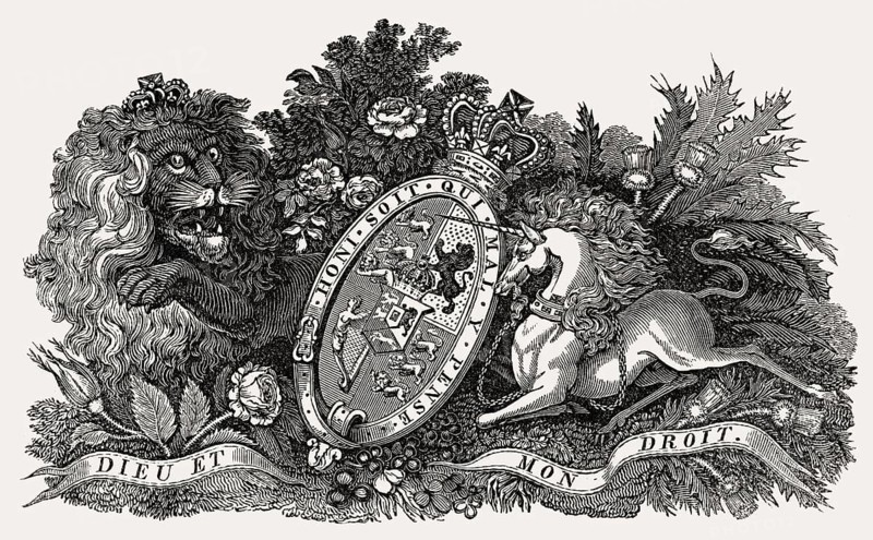 Royal symbol, England, illustration by Th. H. Shepherd, 1826
