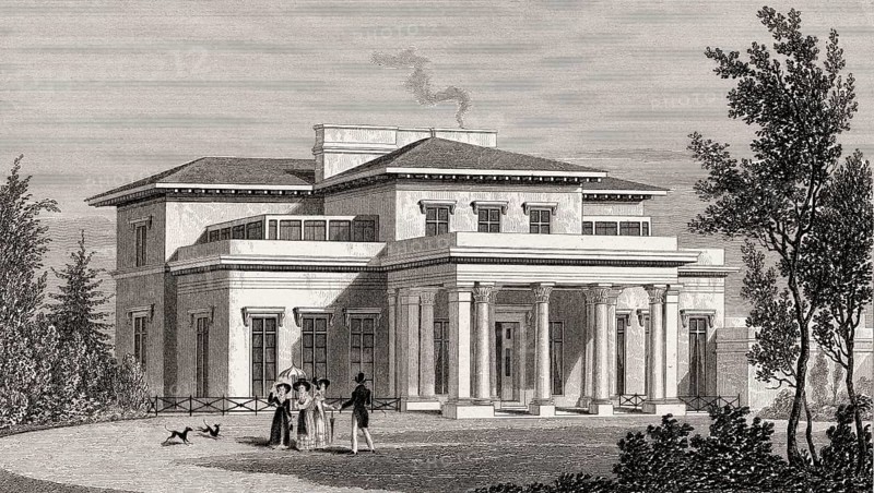 Villa in the Regent's Park, London, UK, illustration by Th. H. Shepherd, 1826
