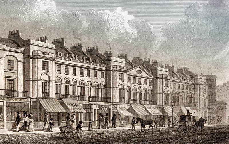 Part of the east side, Regent Street, London, UK, illustration by Th. H. Shepherd, 1826