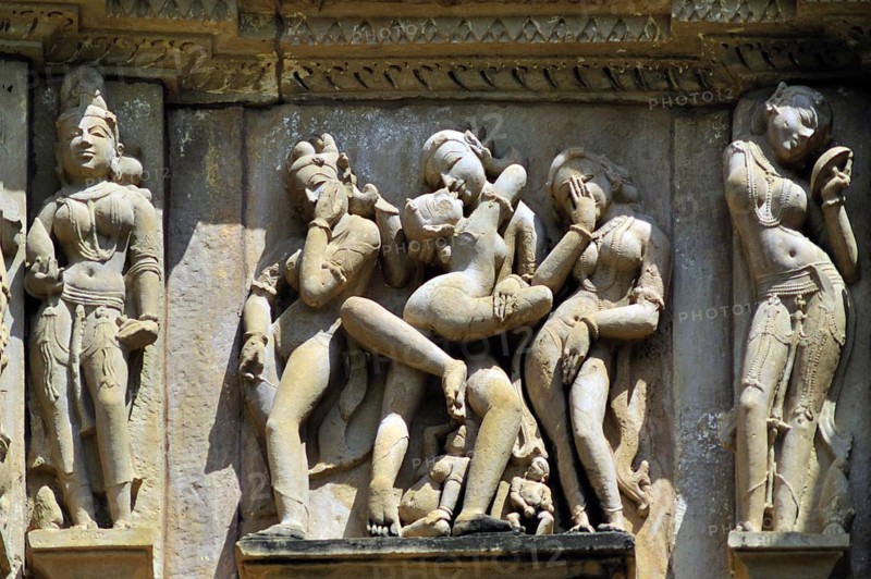 Mithuna couples on wall of vishvanath temple Khajuraho madhya pradesh india