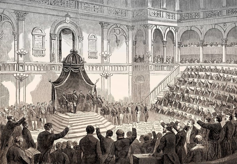 Victor Emmanuel II, 1820 –1878, King of Italy, proclaiming united Kingdom of Italy, Turin, 1861