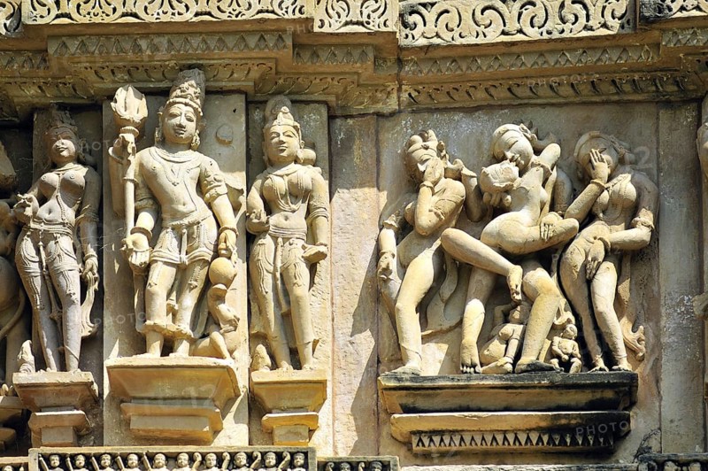 Mithuna couples on wall of vishvanath temple Khajuraho madhya pradesh india
