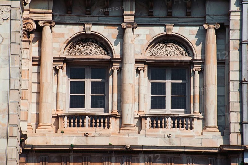 Balconies of Victoria Memorial built in 1921, Calcutta Kolkata, West Bengal, India, Asia