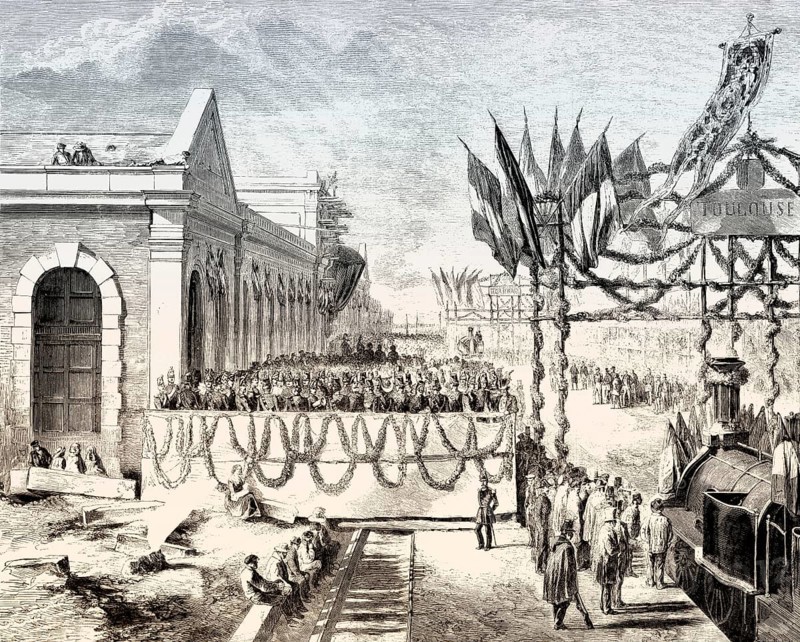 Opening ceremony of the Bordeaux–Sète railway, CF du Midi, Toulouse, France, 1857, Europe