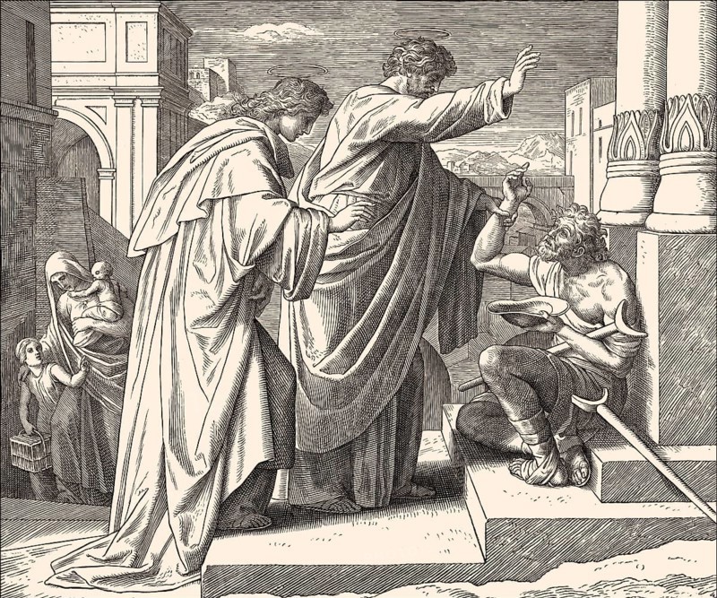St. Peter Healing the Crippled Beggar, New Testament, by Julius Schnorr von Carolsfeld, 1860