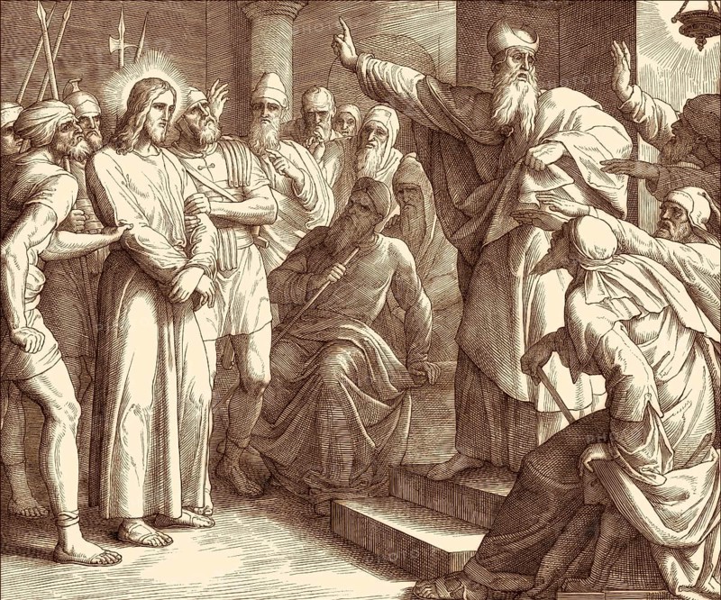 Sanhedrin trial of Jesus, New Testament, by Julius Schnorr von Carolsfeld, 1860