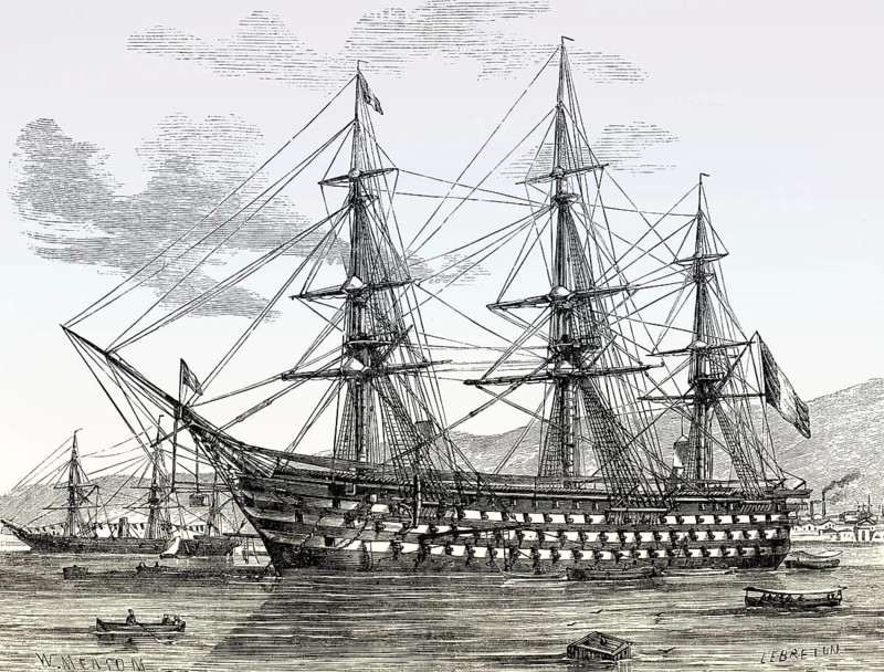 Sailing warship La Bretagne, FS Bretagne, French Navy, 1855