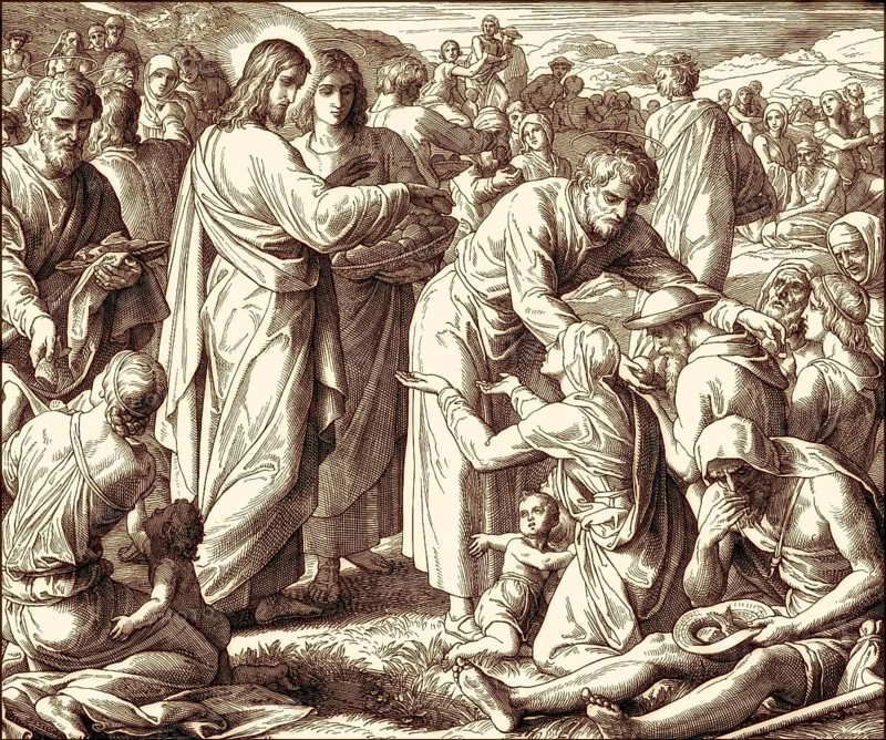 The Feeding of the 5, 000 people, New Testament, by Julius Schnorr von Carolsfeld, 1860