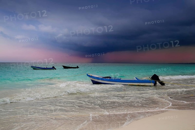 Caribbean before tropical storm hurricane beach boat dramatic scenics