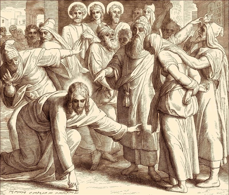 Trial of the Adulteress, New Testament, by Julius Schnorr von Carolsfeld, 1860