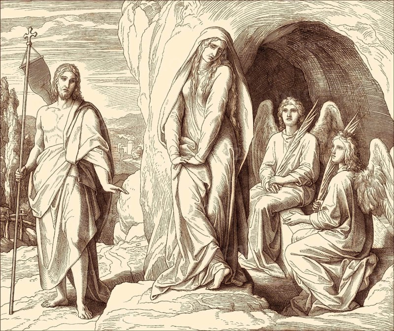 The Empty Tomb, Mary Magdalene, New Testament, by Julius Schnorr von Carolsfeld, 1860
