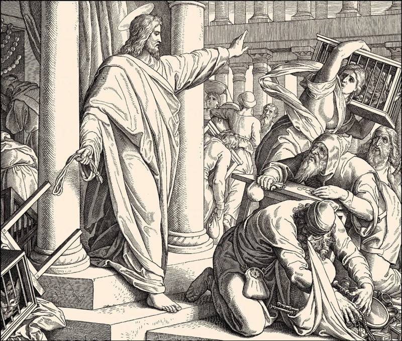 The cleansing of the Temple, New Testament, by Julius Schnorr von Carolsfeld, 1860