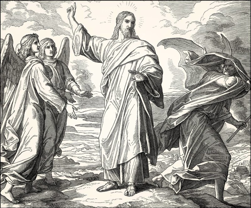 The temptation of Christ, New Testament, by Julius Schnorr von Carolsfeld, 1860