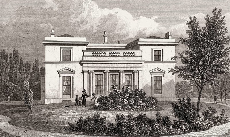 Hanover Lodge, Regent's Park, London, UK, illustration by Th. H. Shepherd, 1826
