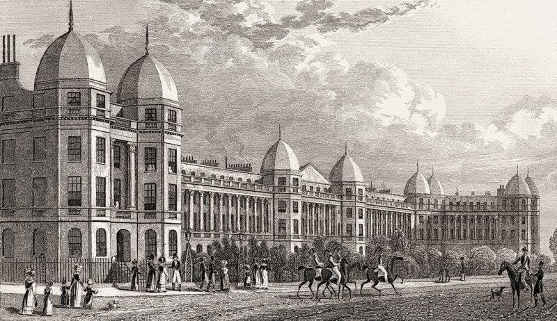 Sussex Place, Regent's Park, London, UK, illustration by Th. H. Shepherd, 1826