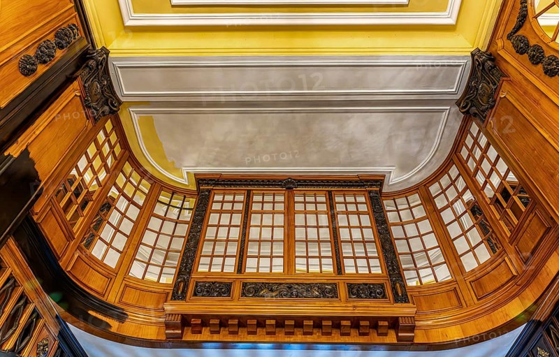 Historic interior design, staircase and corridor in the Hindenburghaus, Großer Burstah 31, Hamburg, Germany, Europe