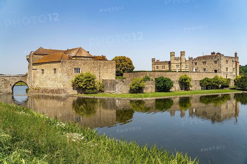 The moated castle of Leeds Castle near Maidstone, Kent, England, Great Britain