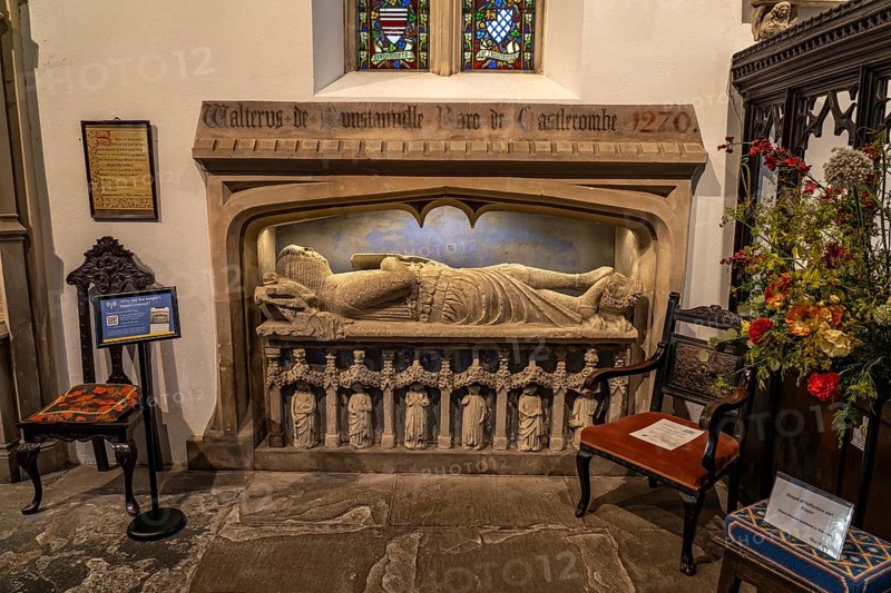 13th century memorial to crusader Walter de Dunstanville at St Andrew's Church, Castle Combe, Cotswolds, Wiltshire, England, United Kingdom, Europe