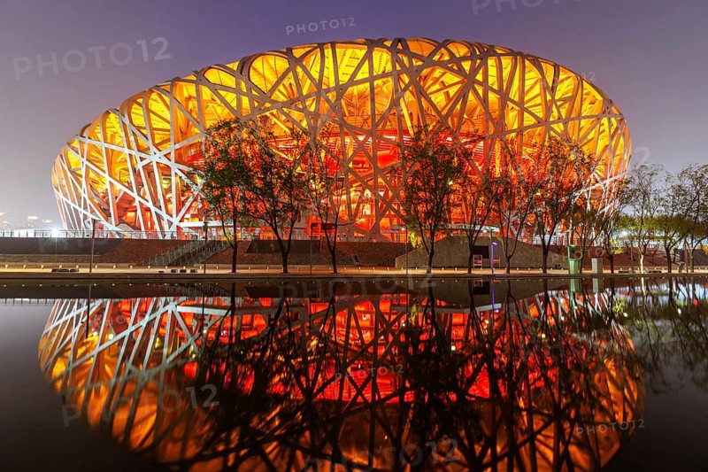 Olympic Stadium Bird's Nest Beijing Olympic Stadium modern architecture in Beijing, China, Asia