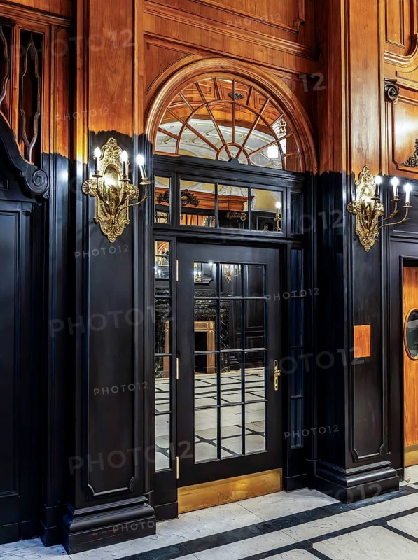 Historic interior design, staircase and corridor in the Hindenburghaus, Großer Burstah 31, Hamburg, Germany, Europe