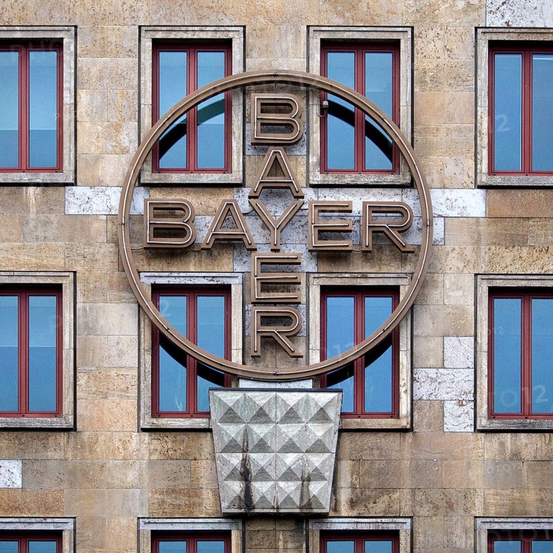 Logo of Bayer AG, agrochemical and pharmaceutical company, Leverkusen, Bergisches Land, North Rhine-Westphalia, Germany, Europe