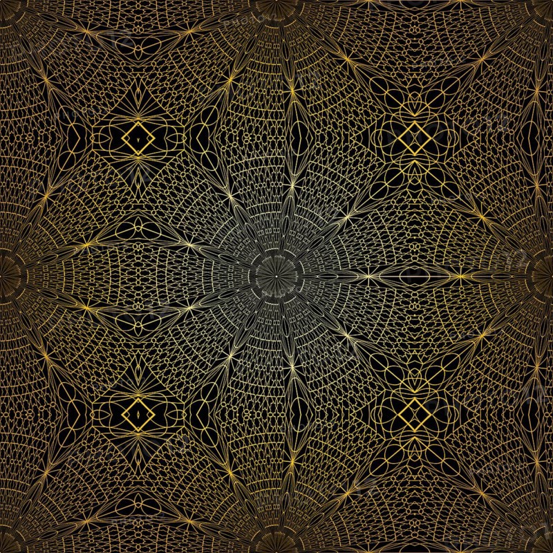 Geometric gold lace seamless pattern. Arabic tile lattice vector background.