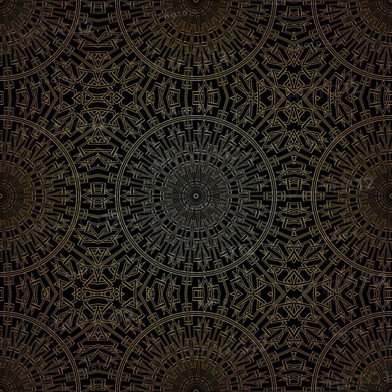 Geometric gold lace seamless pattern. Arabic tile lattice vector background.