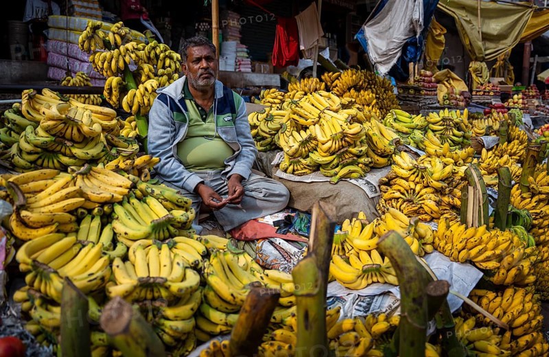 Vendor sell bananas at a market, waiting for customers on the day of the presentation of Union Budget, in Guwahati, India on 1 February 2025. Finance Minister Nirmala Sitharaman presented the Union Budget 2025-26 in the parliament today
