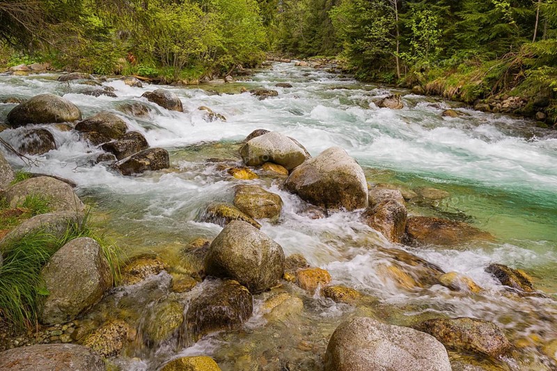 Fast flowing water, River Bela near Prbylina, Slovakia, Europe