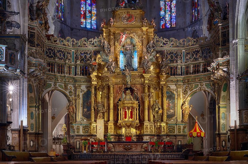 Interior, Choir, Altar, Basilica of the Monastery of Sant Francesc, San Francisco, Palma de Majorca, Majorca, Balearic Islands, Balearic Islands, Spain, Europe