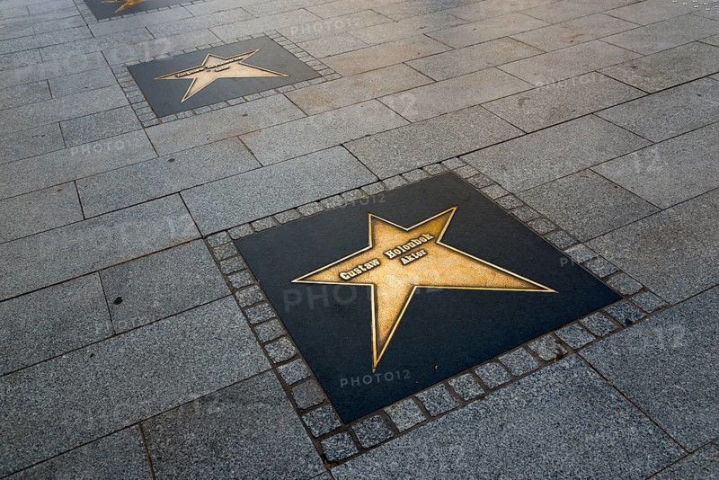 Stars on stone slabs as part of a promenade commemorating personalities, Lódz, Lodz, Poland, Europe