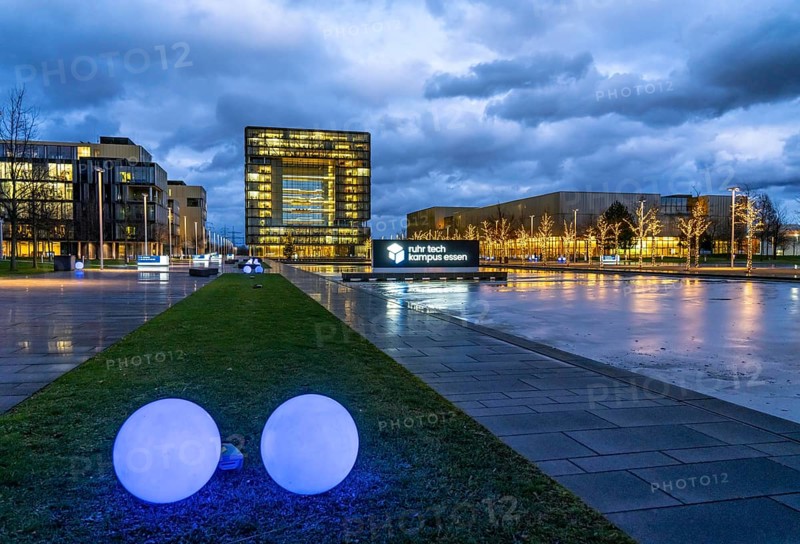 The Ruhr Tech Campus Essen, formerly the Thyssenkrupp Campus, headquarters of Thyssenkrupp, building K1, since 2024 other companies such as E.ON and Siemens have been located on the site, Essen North Rhine-Westphalia, Germany, Europe