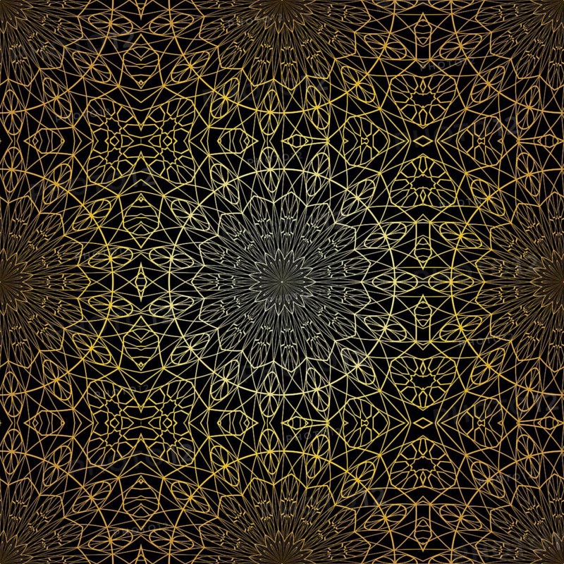 Geometric gold lace seamless pattern. Arabic tile lattice vector background.