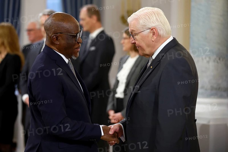 M'Baimba Lamin Baryoh Sierra Leone is received by Frank-Walter Steinmeier (President of the Federal Republic of Germany) in front of the Federal President's New Year's Reception at Bellevue Palace, Berlin 14 January 2025