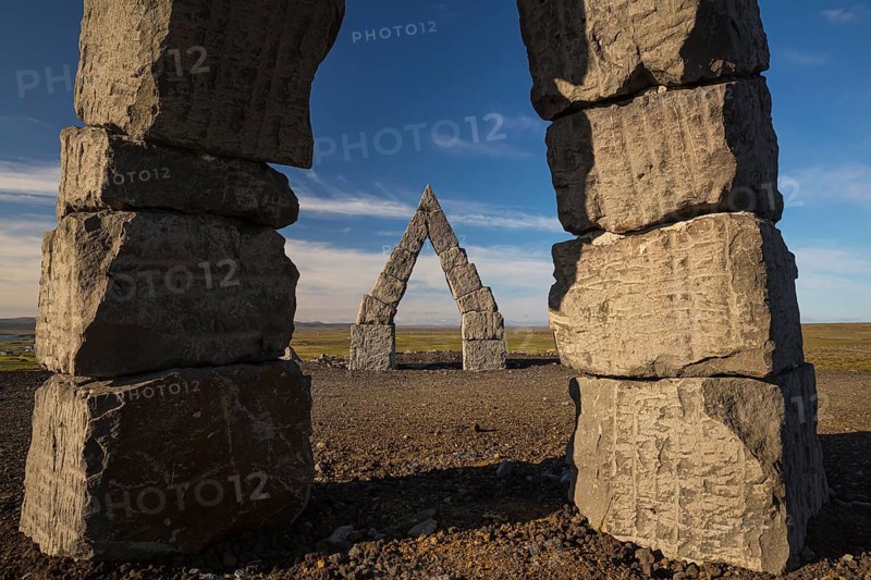 Arctic Henge, near Raufarhöfn, Iceland, It is inspired by the mythical world of eddic poem Völuspá (Prophecy of the Seeress), under construction, Europe