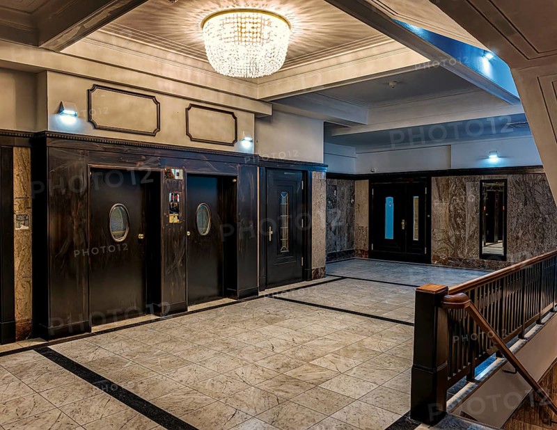 Historic interior design, staircase and corridor in the Hindenburghaus, Großer Burstah 31, Hamburg, Germany, Europe
