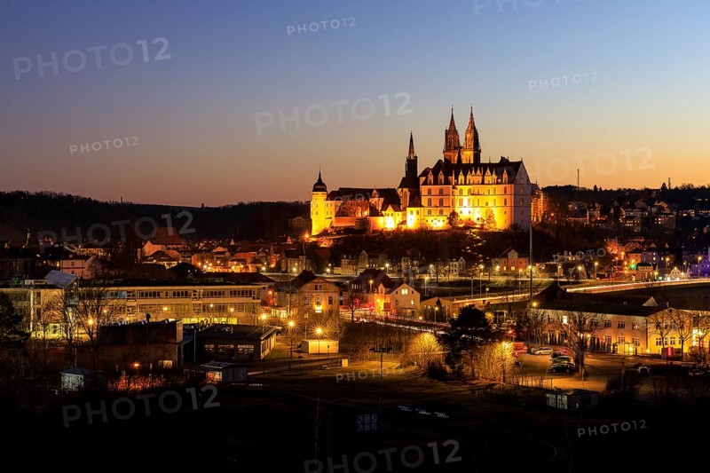Albrechtsburg Castle by night, Meissen, Saxony, Germany, Europe